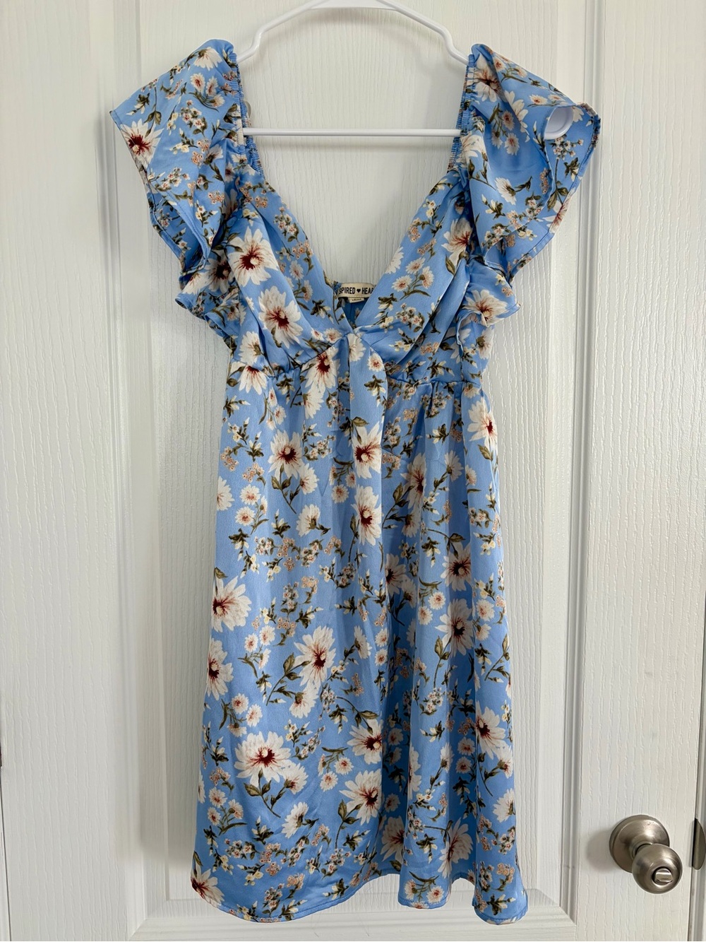 Inspired Hearts Sky Blue Floral Ruffle Mini Dress
